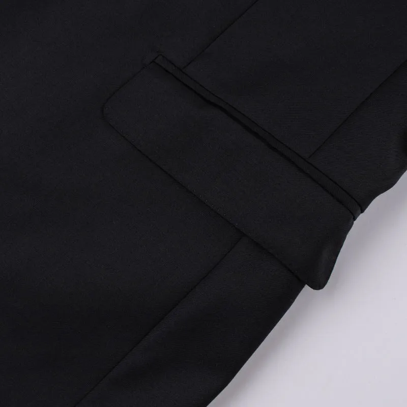 two button double open business suit