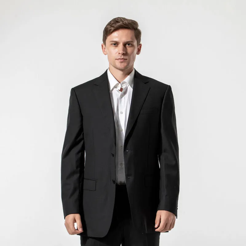 two button double open business suit