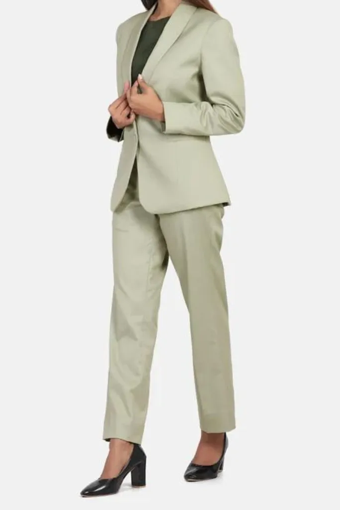 Women Pant Suit Sage Green Formal Pant Suit, Cotton Blend Pant Suit, Business Pant Suit, Gift for her