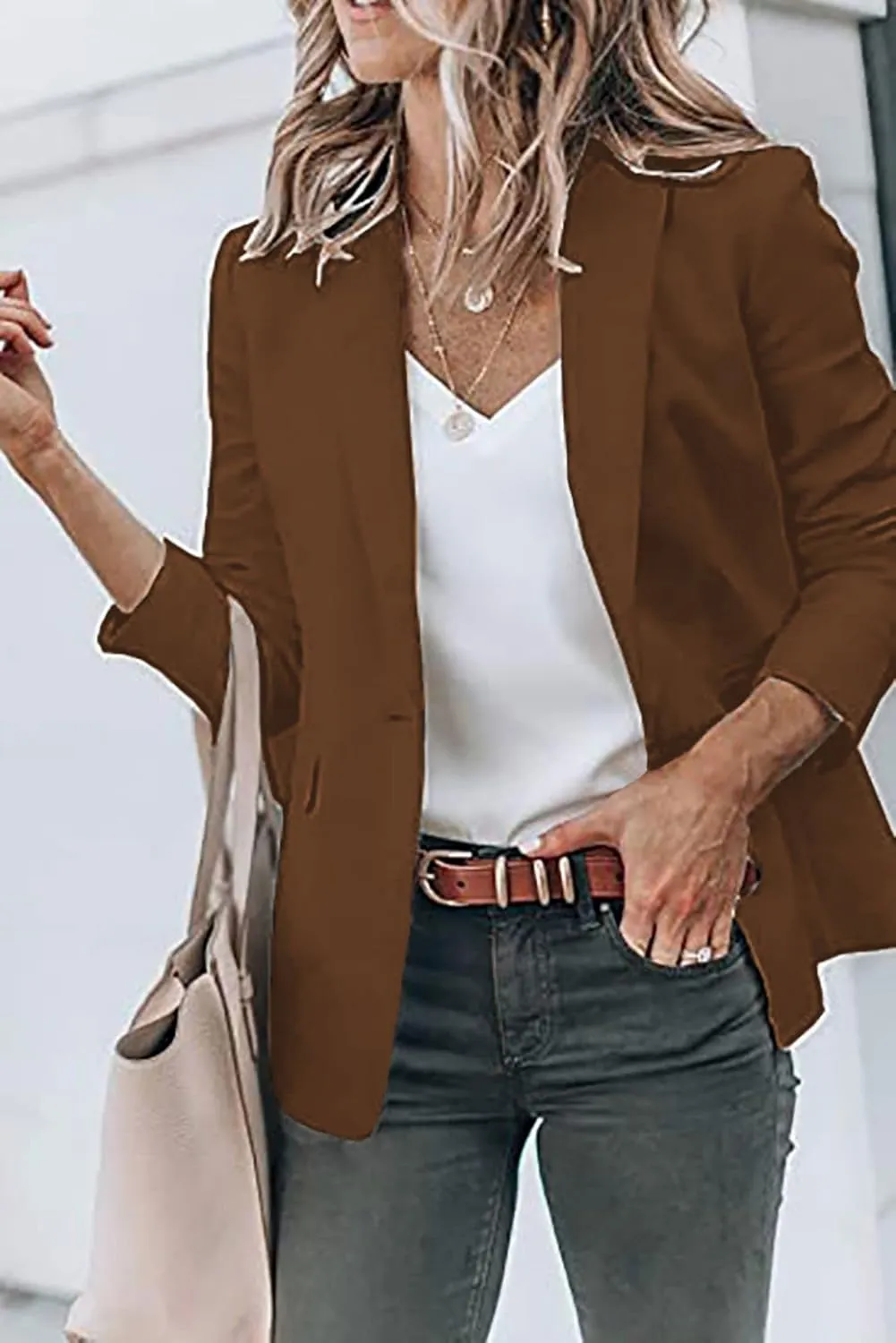 Women's Casual Lightweight Blazer Open Front Lapel Long Sleeve Jacket Suits Work Office Jackets Blazer for Daily/Work