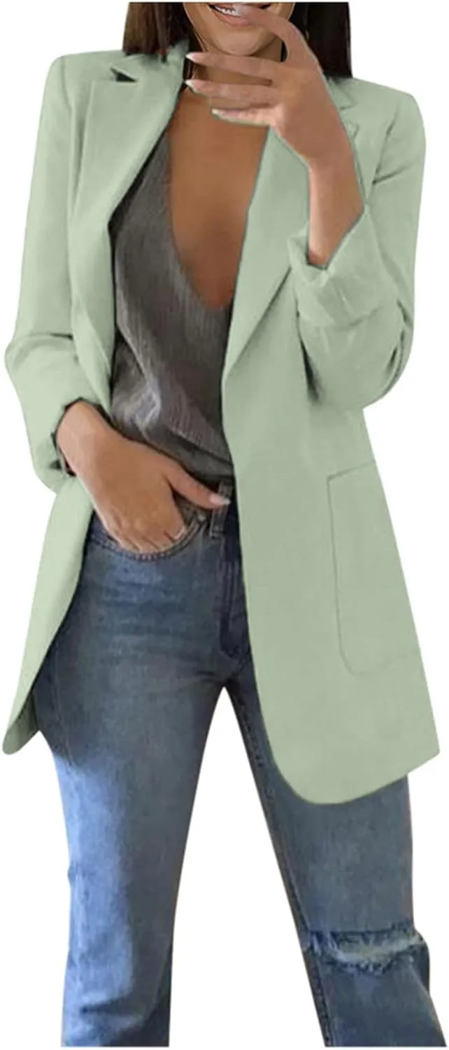 Women's Long Sleeve Casual Blazer Oversized Blazer Coat Open Front Cardigan Jacket Plus Size Blazers Work Dress Jacket