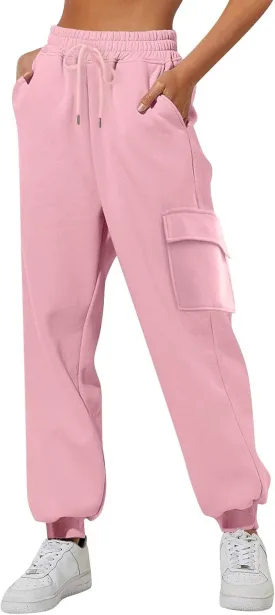 Women's Sweatpants Fleece Baggy Casual High Waisted Workout Athletic Cinch Bottom Comfy Fall Joggers Pants with Pockets