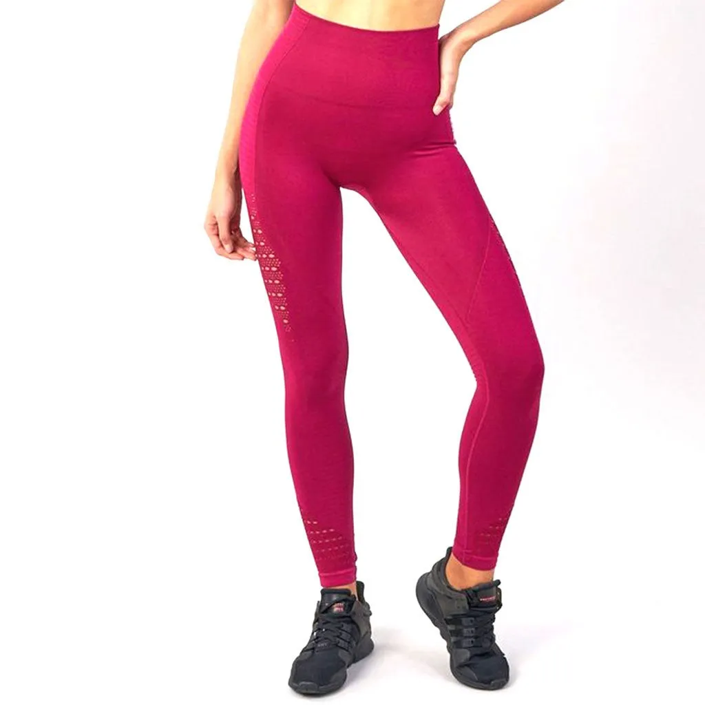 Yoga Pants High-Waist Tummy Control Workout Leggings  Mesh Yoga Pants