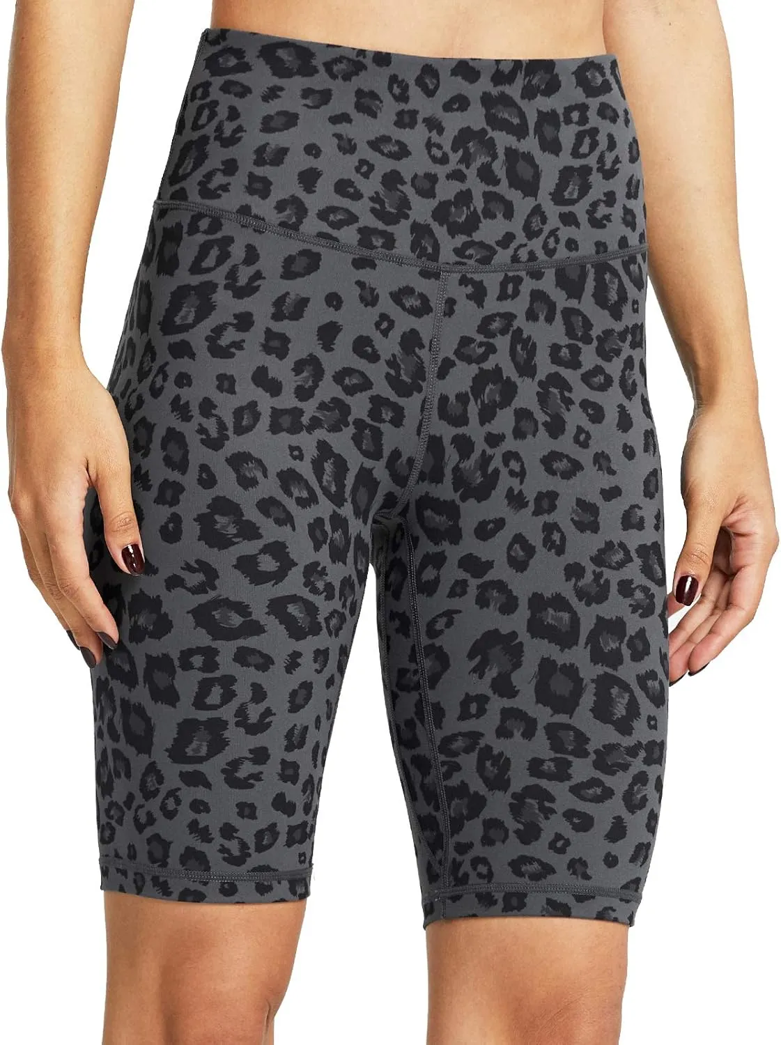 ZUTY 10" Biker Shorts Women High Waisted with 2 Hidden Pockets Workout Athletic Running Yoga Long Shorts