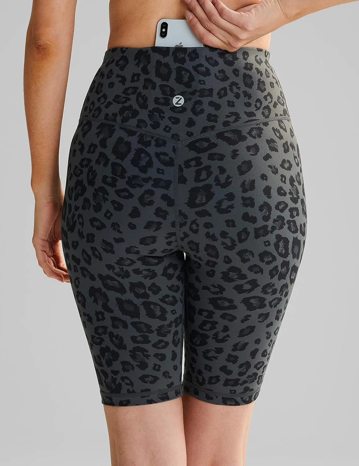ZUTY 10" Biker Shorts Women High Waisted with 2 Hidden Pockets Workout Athletic Running Yoga Long Shorts